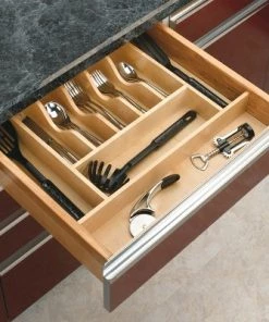 Rev-A-Shelf 4WCT-3 Tall Trim-to-Fit Wooden Cutlery 9 Compartment Tray Insert Utensil Organizer for Kitchen Cabinet Drawers, Natural Maple -Kitchen Storage shop unnamed file 2502
