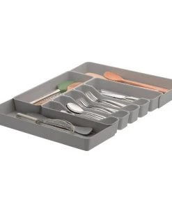 13"x16" 6-Divider Exapandable Silverware Tray (Expands up to 23.25") Gray - Spectrum Diversified