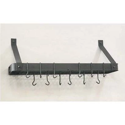 Old Dutch International Graphite Wall-Mount Bookshelf Pot Rack with Grid and 12 Hooks 3 Old Dutch International Graphite Wall-Mount Bookshelf Pot Rack with Grid and 12 Hooks