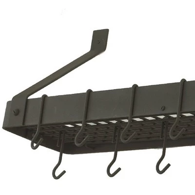 Old Dutch International Graphite Wall-Mount Bookshelf Pot Rack with Grid and 12 Hooks 4 Old Dutch International Graphite Wall-Mount Bookshelf Pot Rack with Grid and 12 Hooks - Image 2