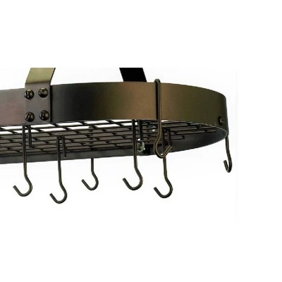 Old Dutch International Oiled Bronze Oval Hanging Pot Rack with Grid and 16 Hooks 3 Old Dutch International Oiled Bronze Oval Hanging Pot Rack with Grid and 16 Hooks