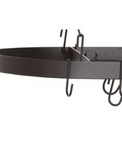 Old Dutch International Matte Black Light Gauge Oval Hanging Pot Rack with 12 Hooks and Chain