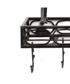 Old Dutch International Matte Black Bookshelf Pot Rack with 8 Hooks