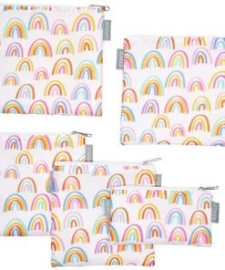 Juvale 5 Pack Resealable Plastic Bags, Colorful Rainbow Reusable Snack Bags with Zipper (3 Sizes) -Kitchen Storage shop unnamed file 2606
