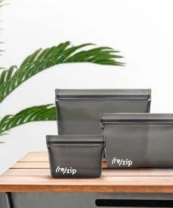 (re)Zip Stand up Reusable Food Storage Kit - Solid Gray - 3pc