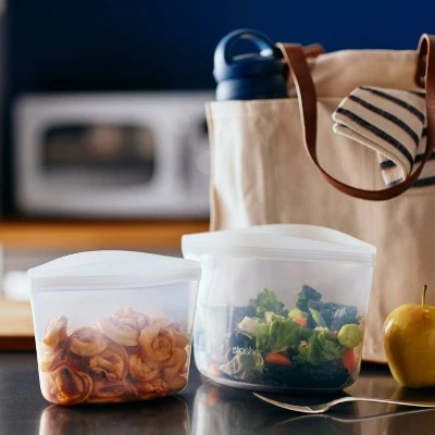 stasher Reusable Food Storage Bag Bundle - Clear - 4 Cups/2pk 3 stasher Reusable Food Storage Bag Bundle - Clear - 4 Cups/2pk