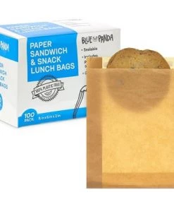 Blue Panda 100 Pack Resealable Bags with Stickers, Greaseproof Paper Bags (Brown, 8 x 6 x 2 In)