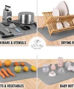 Zulay Kitchen XL 24” x 17” Microfiber Dish Drying Mat - Ultra Absorbent Dish Drying Mats For Kitchen Counter & Table - Dual Sided Dish Mat (Gray) 11 Zulay Kitchen XL 24” x 17” Microfiber Dish Drying Mat - Ultra Absorbent Dish Drying Mats For Kitchen Counter & Table - Dual Sided Dish Mat (Gray) -Kitchen Storage shop unnamed file 274