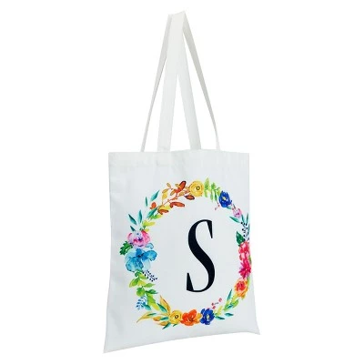 Okuna Outpost 2 Pack Monogrammed Initial Tote Bags, Reusable Grocery Bag for Women, Embroidered, White, 29 in. 7 Okuna Outpost 2 Pack Monogrammed Initial Tote Bags, Reusable Grocery Bag for Women, Embroidered, White, 29 in. - Image 5