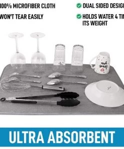Zulay Kitchen XL 24” x 17” Microfiber Dish Drying Mat - Ultra Absorbent Dish Drying Mats For Kitchen Counter & Table - Dual Sided Dish Mat (Gray) 12 Zulay Kitchen XL 24” x 17” Microfiber Dish Drying Mat - Ultra Absorbent Dish Drying Mats For Kitchen Counter & Table - Dual Sided Dish Mat (Gray) -Kitchen Storage shop unnamed file 275