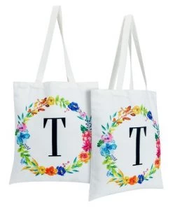 Okuna Outpost 2 Pack Monogrammed Initial Tote Bags, Reusable Grocery Bag for Women, Embroidered, White, 29 in. 43 Okuna Outpost 2 Pack Monogrammed Initial Tote Bags, Reusable Grocery Bag for Women, Embroidered, White, 29 in. -Kitchen Storage shop unnamed file 2750