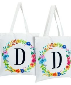 Okuna Outpost 2 Pack Monogrammed Initial Tote Bags, Reusable Grocery Bag for Women, Embroidered, White, 29 in. 47 Okuna Outpost 2 Pack Monogrammed Initial Tote Bags, Reusable Grocery Bag for Women, Embroidered, White, 29 in. -Kitchen Storage shop unnamed file 2754