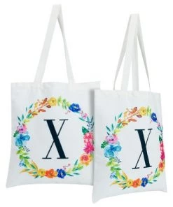 Okuna Outpost 2 Pack Monogrammed Initial Tote Bags, Reusable Grocery Bag for Women, Embroidered, White, 29 in. 48 Okuna Outpost 2 Pack Monogrammed Initial Tote Bags, Reusable Grocery Bag for Women, Embroidered, White, 29 in. -Kitchen Storage shop unnamed file 2755