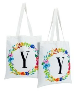 Okuna Outpost 2 Pack Monogrammed Initial Tote Bags, Reusable Grocery Bag for Women, Embroidered, White, 29 in. 50 Okuna Outpost 2 Pack Monogrammed Initial Tote Bags, Reusable Grocery Bag for Women, Embroidered, White, 29 in. -Kitchen Storage shop unnamed file 2757