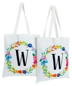 Okuna Outpost 2 Pack Monogrammed Initial Tote Bags, Reusable Grocery Bag for Women, Embroidered, White, 29 in. 51 Okuna Outpost 2 Pack Monogrammed Initial Tote Bags, Reusable Grocery Bag for Women, Embroidered, White, 29 in. -Kitchen Storage shop unnamed file 2758