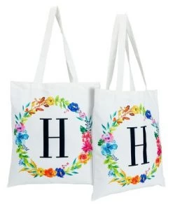 Okuna Outpost 2 Pack Monogrammed Initial Tote Bags, Reusable Grocery Bag for Women, Embroidered, White, 29 in. 54 Okuna Outpost 2 Pack Monogrammed Initial Tote Bags, Reusable Grocery Bag for Women, Embroidered, White, 29 in. -Kitchen Storage shop unnamed file 2761