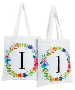 Okuna Outpost 2 Pack Monogrammed Initial Tote Bags, Reusable Grocery Bag for Women, Embroidered, White, 29 in. 55 Okuna Outpost 2 Pack Monogrammed Initial Tote Bags, Reusable Grocery Bag for Women, Embroidered, White, 29 in. -Kitchen Storage shop unnamed file 2762
