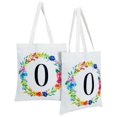 Okuna Outpost 2 Pack Monogrammed Initial Tote Bags, Reusable Grocery Bag for Women, Embroidered, White, 29 in. 26 Okuna Outpost 2 Pack Monogrammed Initial Tote Bags, Reusable Grocery Bag for Women, Embroidered, White, 29 in. - Image 24