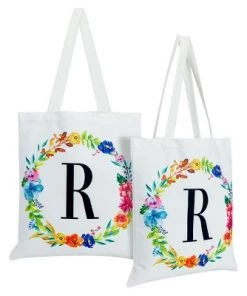 Okuna Outpost 2 Pack Monogrammed Initial Tote Bags, Reusable Grocery Bag for Women, Embroidered, White, 29 in. 59 Okuna Outpost 2 Pack Monogrammed Initial Tote Bags, Reusable Grocery Bag for Women, Embroidered, White, 29 in. -Kitchen Storage shop unnamed file 2766