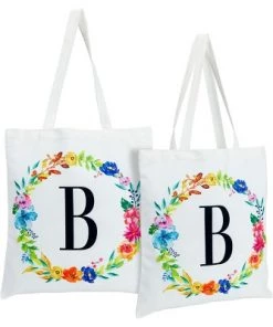 Okuna Outpost 2 Pack Monogrammed Initial Tote Bags, Reusable Grocery Bag for Women, Embroidered, White, 29 in. 61 Okuna Outpost 2 Pack Monogrammed Initial Tote Bags, Reusable Grocery Bag for Women, Embroidered, White, 29 in. -Kitchen Storage shop unnamed file 2768
