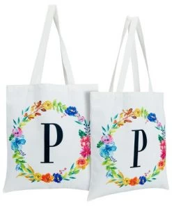 Okuna Outpost 2 Pack Monogrammed Initial Tote Bags, Reusable Grocery Bag for Women, Embroidered, White, 29 in. 63 Okuna Outpost 2 Pack Monogrammed Initial Tote Bags, Reusable Grocery Bag for Women, Embroidered, White, 29 in. -Kitchen Storage shop unnamed file 2770