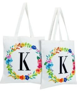 Okuna Outpost 2 Pack Monogrammed Initial Tote Bags, Reusable Grocery Bag for Women, Embroidered, White, 29 in. 64 Okuna Outpost 2 Pack Monogrammed Initial Tote Bags, Reusable Grocery Bag for Women, Embroidered, White, 29 in. -Kitchen Storage shop unnamed file 2771