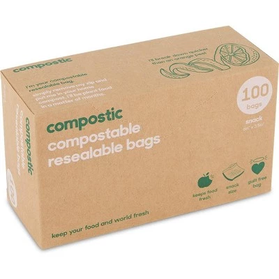 Compostic Compostable Snack Bags - 100pk 3 Compostic Compostable Snack Bags - 100pk