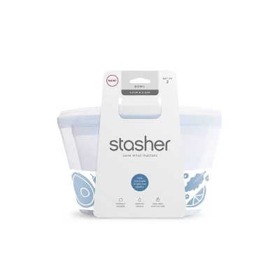 stasher Reusable Food Storage Bag Bundle - Clear - 2 Cups/2pk 5 stasher Reusable Food Storage Bag Bundle - Clear - 2 Cups/2pk - Image 3