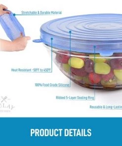 Zulay Kitchen Reusable Silicone Stretch Lids (Set of 14)