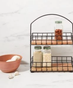 Iron and Mangowood 2-Tier Wire Spice Rack Black - Threshold™