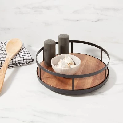 Wood Round Lazy Susan Spice Rack - Threshold™ 3 Wood Round Lazy Susan Spice Rack - Threshold™