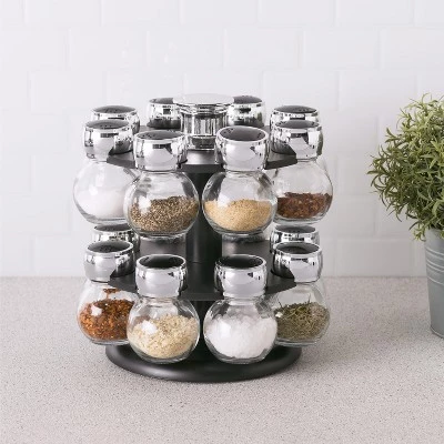 Home Basics 16 Piece Revolving Spice Rack, Black 8 Home Basics 16 Piece Revolving Spice Rack, Black - Image 6