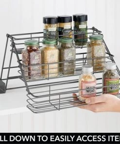 mDesign Metal 3 Tier Pull Down Spice Rack, Storage Shelf Organizer -Kitchen Storage shop unnamed file 3028