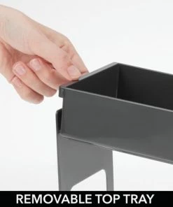 mDesign Spice/Food Kitchen Cabinet Storage Organizer Caddy Rack - Charcoal Gray -Kitchen Storage shop unnamed file 3037