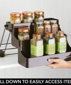 mDesign Plastic 3 Tier Pull Down Spice Rack, Storage Shelf Organizer -Kitchen Storage shop unnamed file 3042