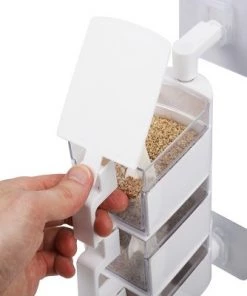 Mind Reader Wall Mounted Three Compartment Rotating Spice Rack Jars with Individual Spoons and Screw-Free Mounting, White -Kitchen Storage shop unnamed file 3056