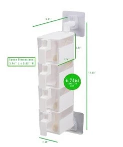 Mind Reader Wall Mounted Four Compartment Rotating Spice Rack Jars with Individual Spoons and Screw-Free Mounting, White -Kitchen Storage shop unnamed file 3064