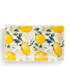 DEMDACO Lemon Print Rectangle Spoon Rest Yellow