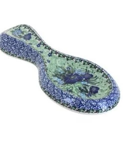 Blue Rose Pottery Blue Rose Polish Pottery Sapphire Fields Medium Spoon Rest