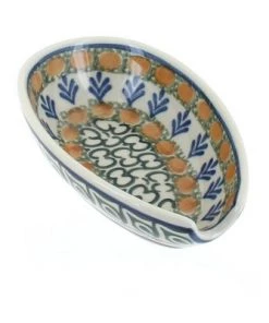 Blue Rose Pottery Blue Rose Polish Pottery Herb Garden Small Spoon Rest