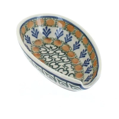 Blue Rose Pottery Blue Rose Polish Pottery Herb Garden Small Spoon Rest 3 Blue Rose Pottery Blue Rose Polish Pottery Herb Garden Small Spoon Rest