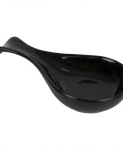Home Basics Ceramic Spoon Rest, Black