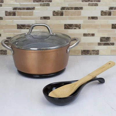 Home Basics Ceramic Spoon Rest, Black 8 Home Basics Ceramic Spoon Rest, Black - Image 6