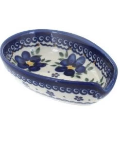 Blue Rose Pottery Blue Rose Polish Pottery Spring Blossom Small Spoon Rest
