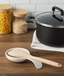 Juvale 2 Pack Farmhouse Ceramic Spoon Rest Holder for Kitchen Stove Top, 4.75 x 8 in