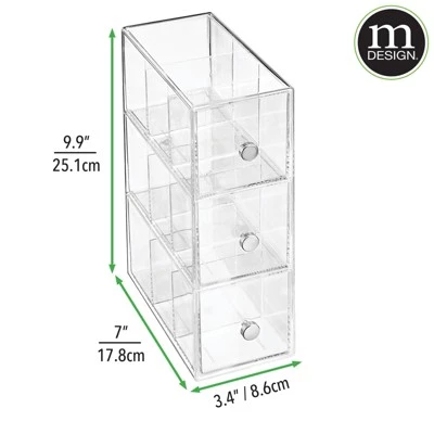 mDesign Plastic Kitchen Storage Tea Organizer, 3 Drawers - Clear 6 mDesign Plastic Kitchen Storage Tea Organizer, 3 Drawers - Clear - Image 5