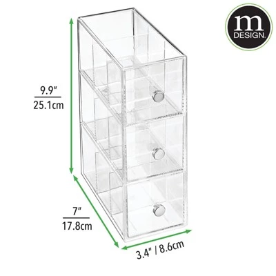 mDesign Plastic Kitchen Storage Tea Organizer, 3 Drawers - Clear 8 mDesign Plastic Kitchen Storage Tea Organizer, 3 Drawers - Clear - Image 7