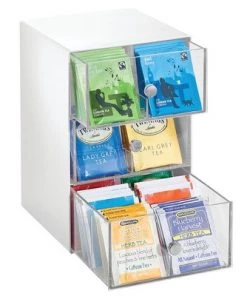 mDesign Plastic Kitchen Storage Tea Organizer, 3 Drawers -18 Sections -Kitchen Storage shop unnamed file 3204