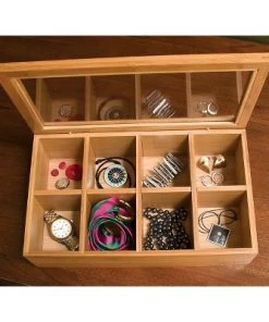 Lipper International Bamboo 8-Compartment Tea Box with Acrylic and Bamboo Lid -Kitchen Storage shop unnamed file 3213