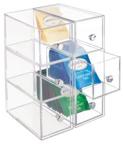 mDesign Plastic Kitchen Storage Tea Organizer, Flips, 3 Drawers -Kitchen Storage shop unnamed file 3226